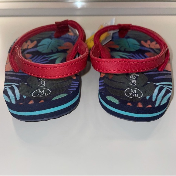 NWT Toddler Flip Flops Red Navy size Medium 7 8 - Picture 2 of 3